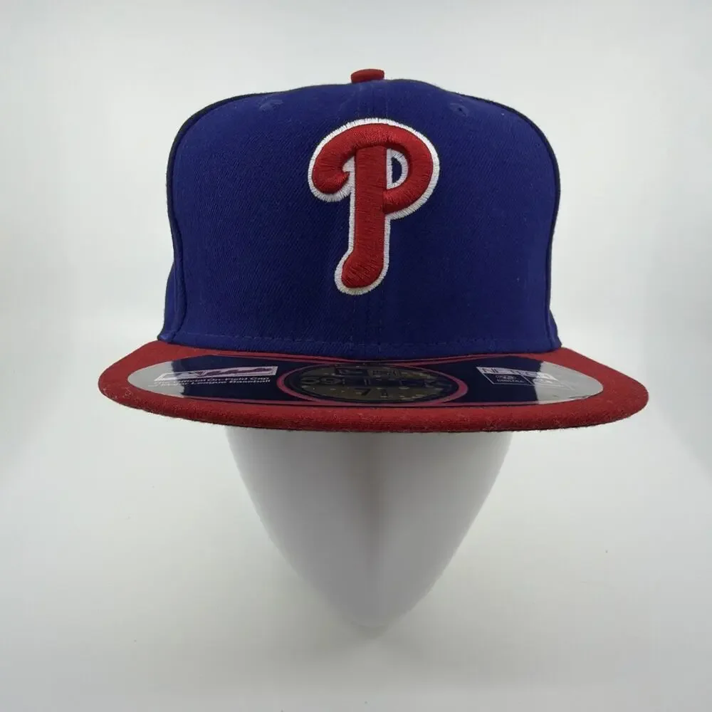 Philadelphia Phillies New Era 59FIFTY Fitted Hat 7 3/8 Blue/Red Baseball Cap